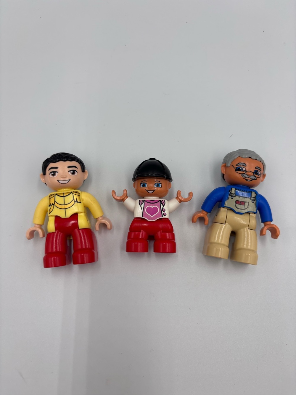 Lego Duplo Figures: Prince Charming (Yellow & Red)/Girl Equestrian/Grandpa